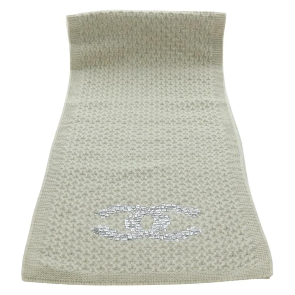 Chanel Cashmere CC Logo Scarf Beige